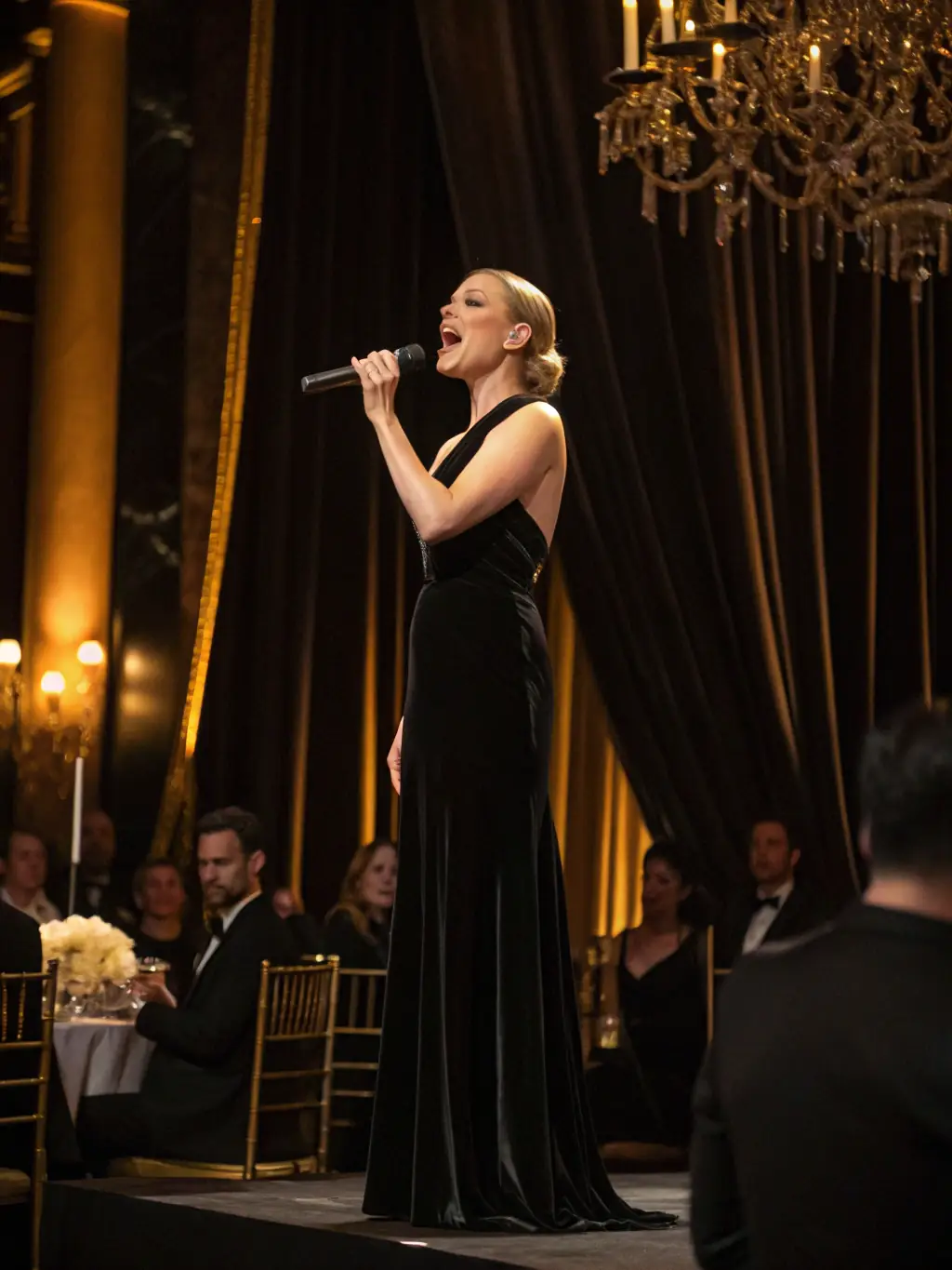 A lively image of a DEVIATION 88 cabaret show, featuring a singer on stage with a band, and an audience enjoying the performance.