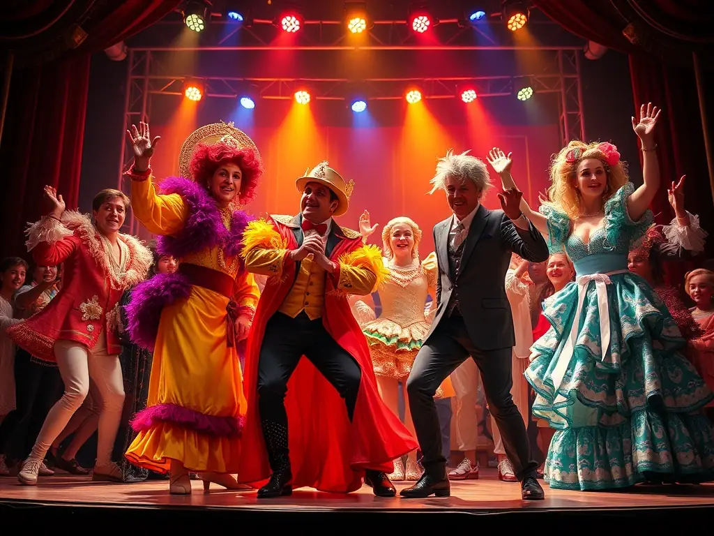 An image of a vibrant stage with actors performing in front of an engaged audience, representing DEVIATION 88's theatrical performances.